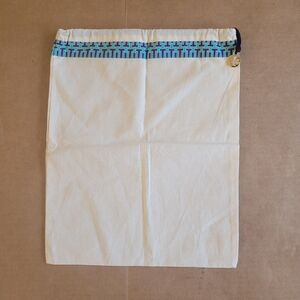 Tory Burch Cream Pouch with Blue and Green Trim